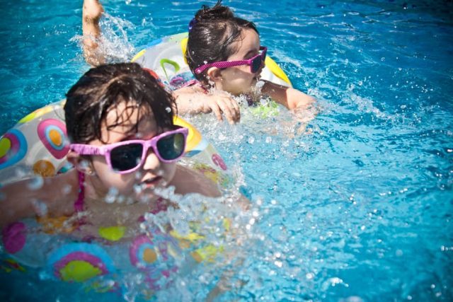 Kids playing in the pool